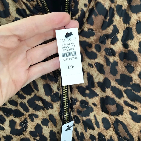 Talbots Reversible Quilted Vest Leopard/Black NWT Classic Winter Career Size 1XP - Picture 7 of 13